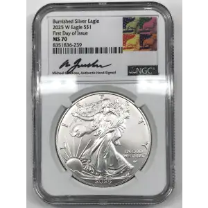 2025 W First Day of Issue Burnished Silver Eagle
