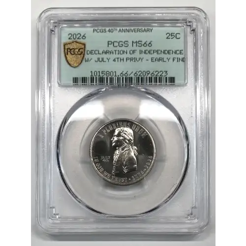 2026 25C Declaration of Independence w/ July 4th Privy - Early Find