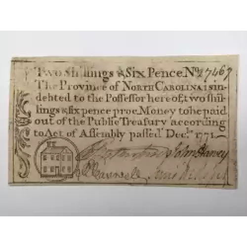 2s6d December, 1771  COLONIAL CURRENCY NC-136b