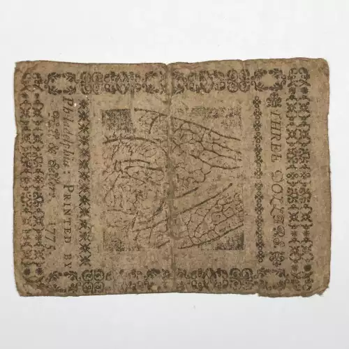 $3 May 10, 1775  CONTINENTAL CURRENCY CC-3 (2)