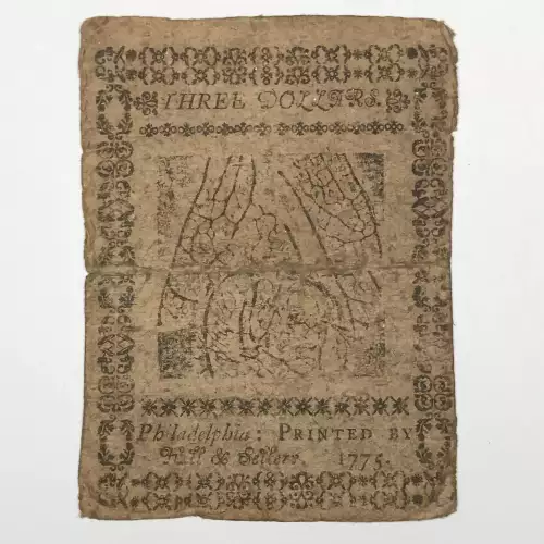 $3 May 10, 1775  CONTINENTAL CURRENCY CC-3 (3)
