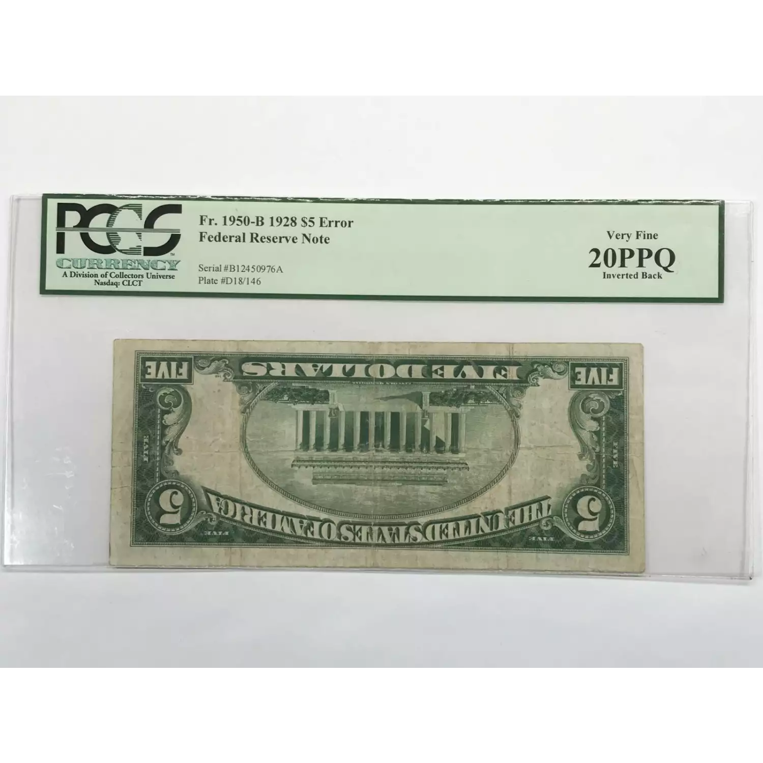 $5 1928 Green seal Small Size $5 Federal Reserve Notes 1950-B