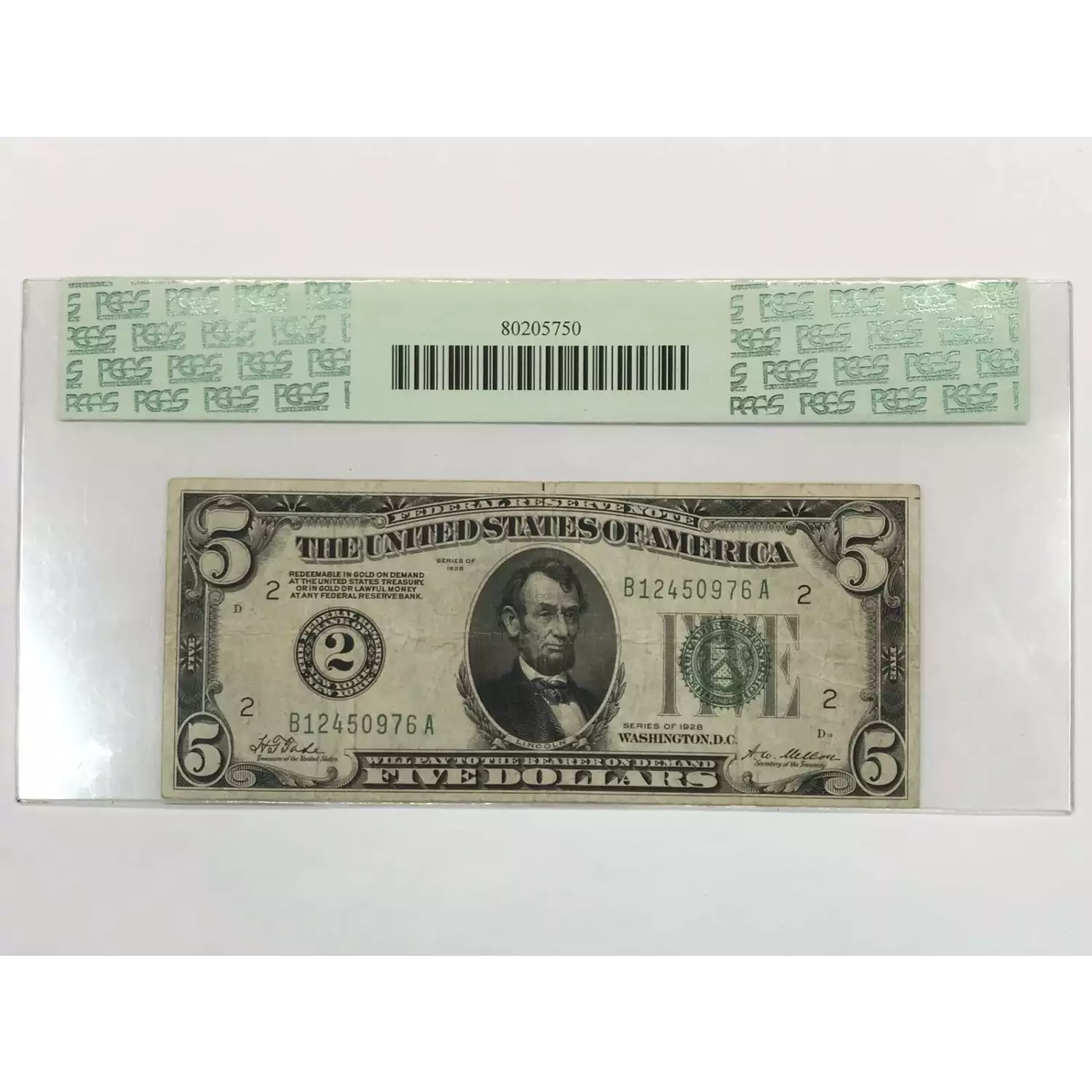 $5 1928 Green seal Small Size $5 Federal Reserve Notes 1950-B (2)