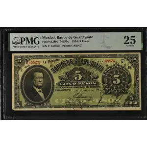 5 Pesos 1900-14, 1913 ISSUE d. Series D. 30.1.1914; E. 20.7.1914. (BK-GUA-8). Mexico S289