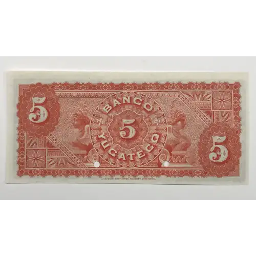 5 Pesos ca.1890-1903, 1889-1903 ISSUE S4. Specimen. Series MGT. 19xx (ca.1903). Mexico S467 (2)
