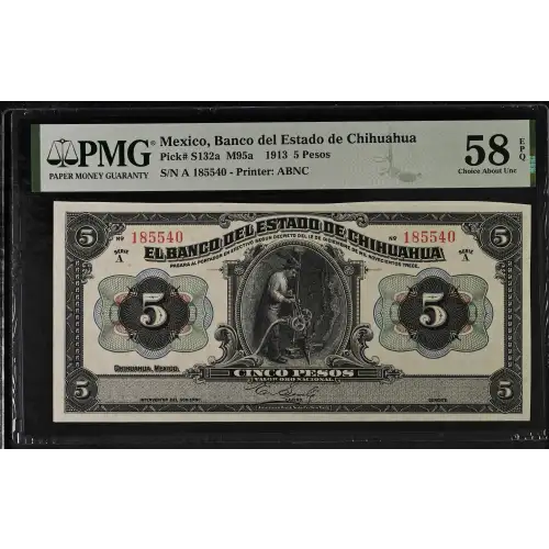 5 Pesos d.1913, DECREE OF 12.12.1913 A. Issued note with 1 signature. Mexico S132