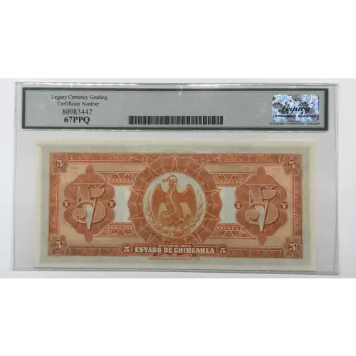 5 Pesos d.1913, DECREE OF 12.12.1913 A. Issued note with 1 signature. Mexico S132