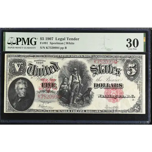 $5  Small Red, scalloped Legal Tender Issues 91