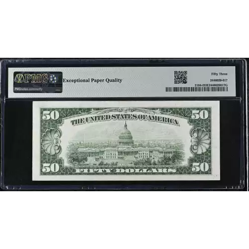 $50 1934-B. blue-Green seal. Small Size $50 Federal Reserve Notes 2104-I (2)