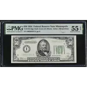 $50 1934 light Green seal. Small Size $50 Federal Reserve Notes 2102-I