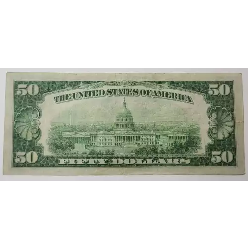 $50 1934 light Green seal. Small Size $50 Federal Reserve Notes 2102-J