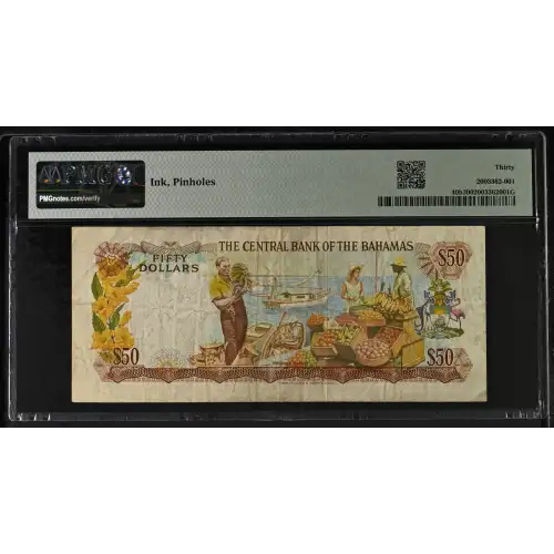 50 Dollars L.1974, 1974 Central Bank Act b. Signature W. C. Allen Bahamas 40 (3)
