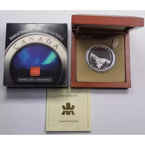 2004 CANADA Silver 20 DOLLARS Aurora Borealis 1 oz w Box & COA