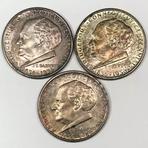 Classic Commemorative Silver--- Bridgeport, Connecticut, Centennial 1936 -Silver- 0.5 Dollar (3)