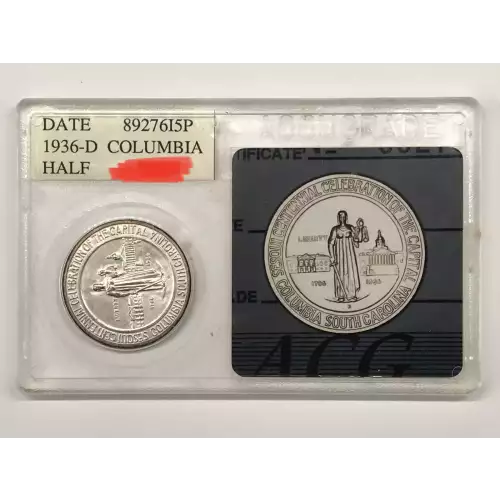 Classic Commemorative Silver--- Columbia, South Carolina, Sesquicentennial 1936 -Silver- 0.5 Dollar