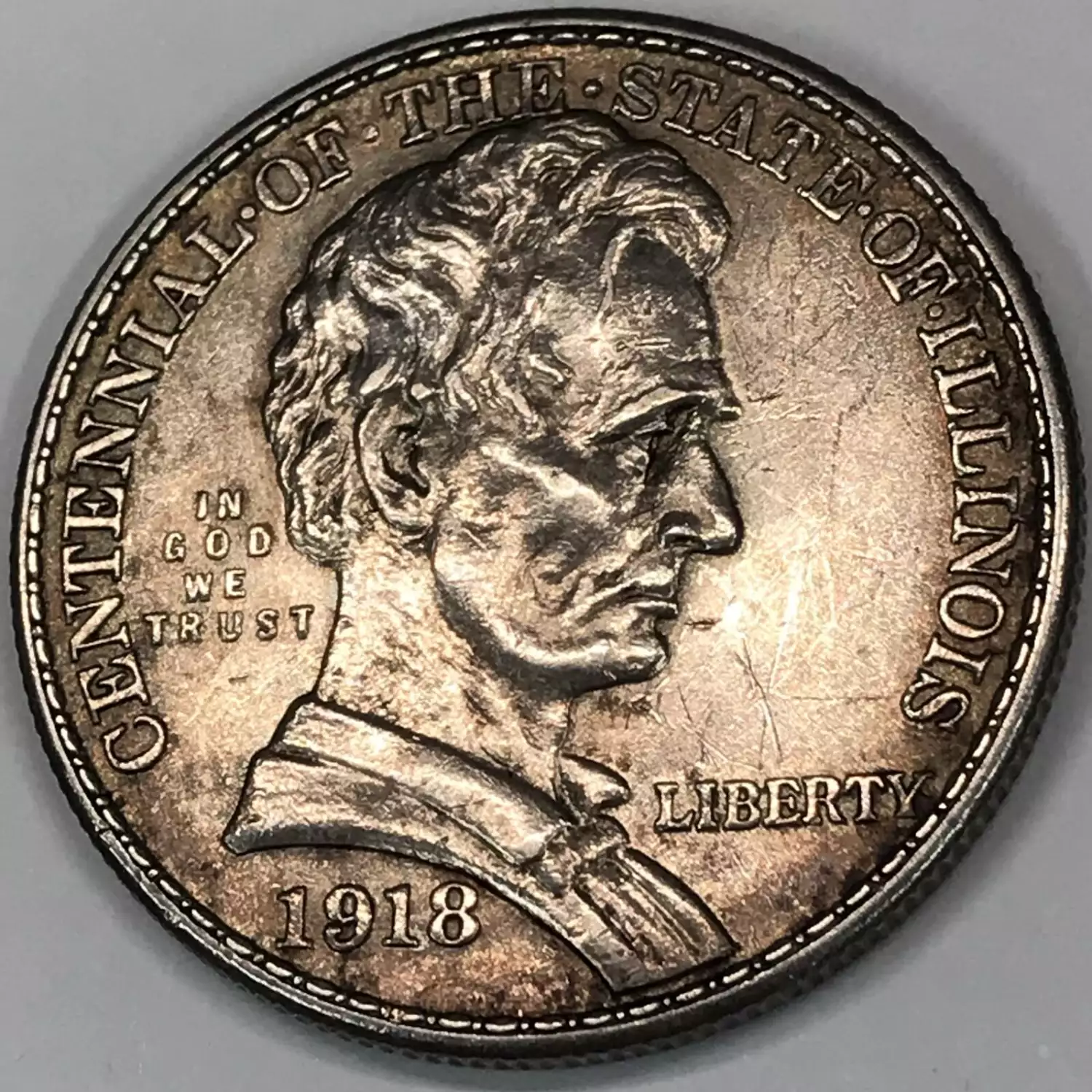 Classic Commemorative Silver--- Lincoln Illinois Centennial 1918 -Silver- 0.5 Dollar (2)