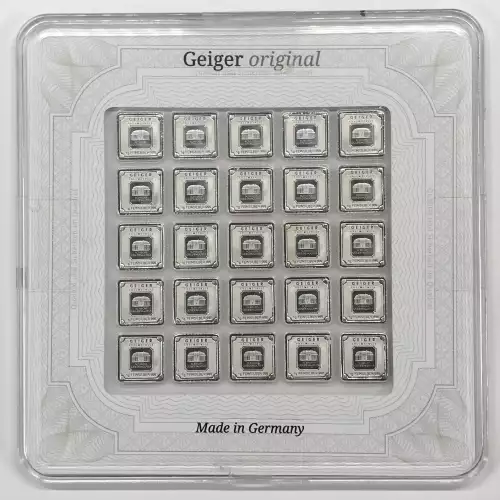 Geiger Edelmetalle 25 x 1 g Silver Bar w/ Assay [DUPLICATE for #551573]