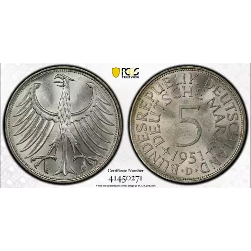 GERMANY -FEDERAL REPUBLIC Silver 5 MARK