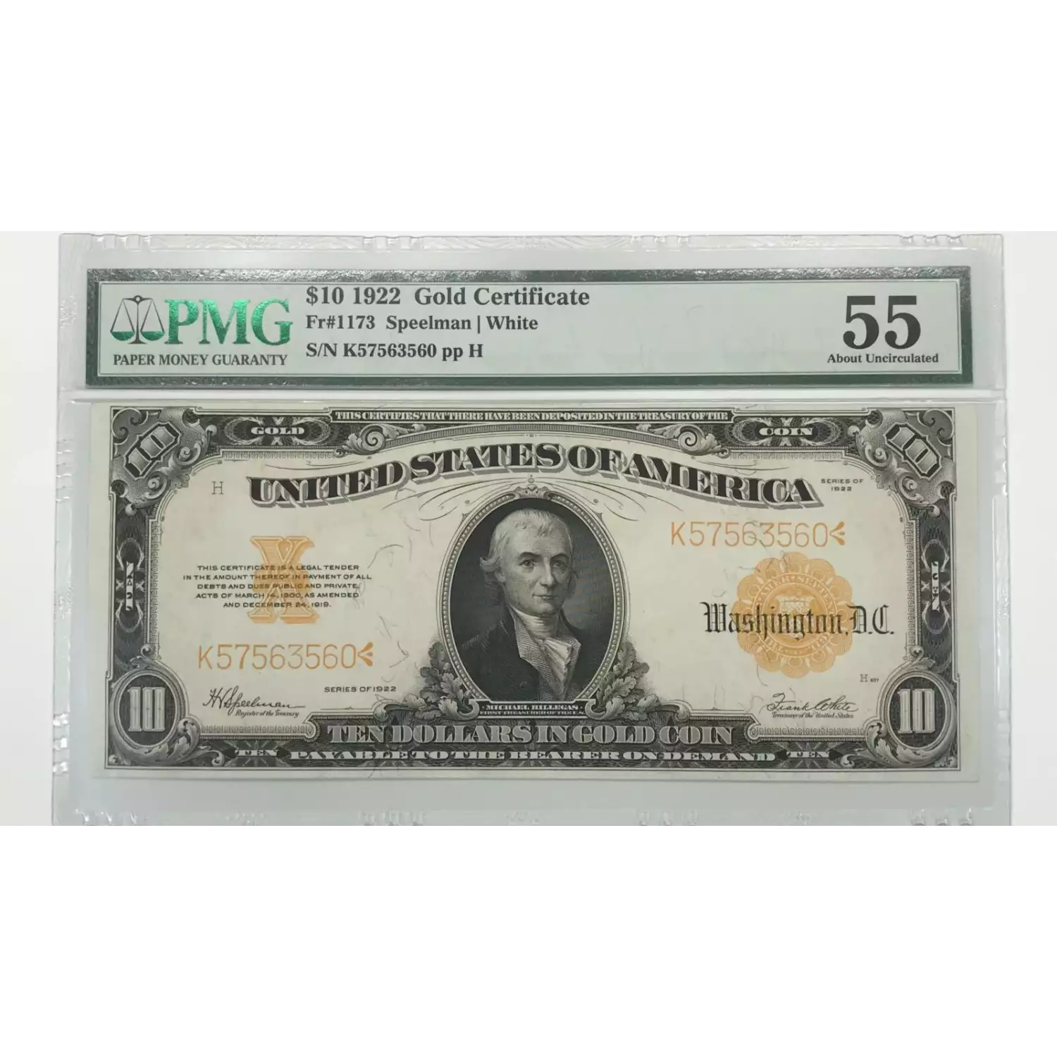 1922 $10 Gold Certificates 1173 PMG 55 Old Pueblo Coin 1922 $10 Gold Certificates 1173 PMG 55 Old Pueblo Coin