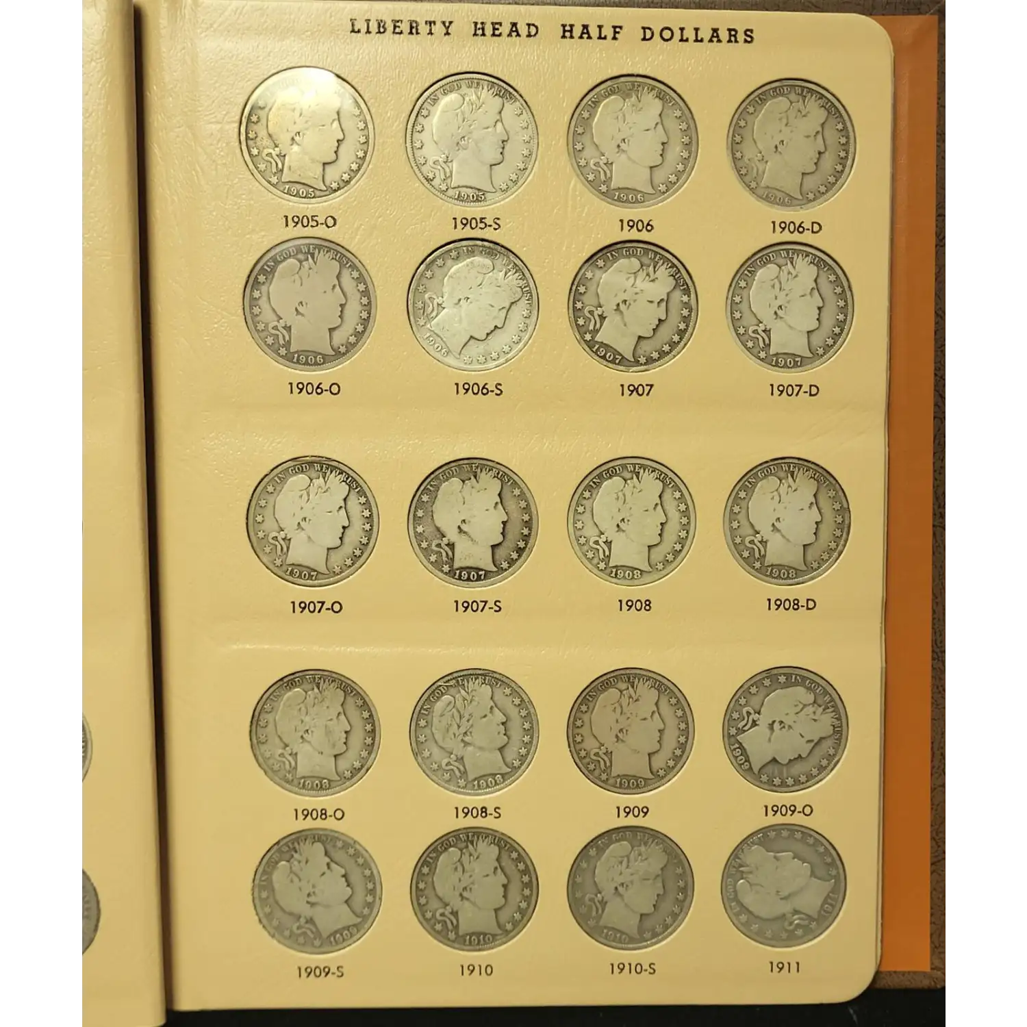 Barber (Liberty) Head Half Dollars 1892-1915 – Whitman Classic Coin Album, New