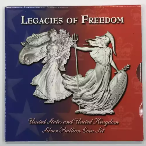 Legacies of Freedom (2003) -Silver- Uncirculated 2003 $1 American Eagle & 2002 silver bullion - Box & COA (5)