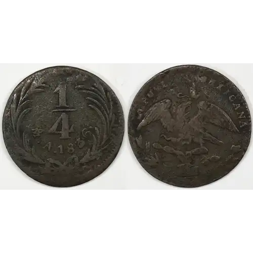 Mexico Copper 1/4 REAL (Un Quarto/Una Quartilla)