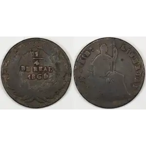Mexico Copper 1/4 REAL (Un Quarto/Una Quartilla)