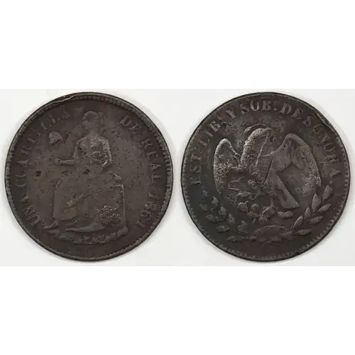Mexico Copper 1/4 REAL (Un Quarto/Una Quartilla)