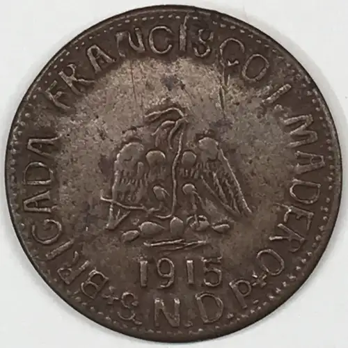 MEXICO-REVOLUTIONARY Copper 20 CENTAVOS (2)