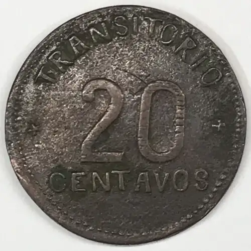 MEXICO-REVOLUTIONARY Copper 20 CENTAVOS (2)