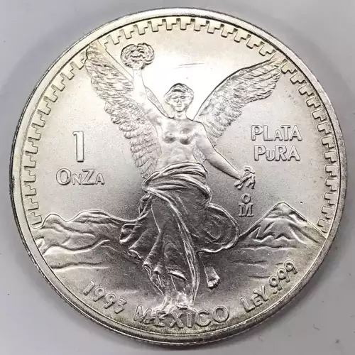 MEXICO Silver Libertad OnZa (Troy Ounce of Silver) 1993-1995 KM#494.4