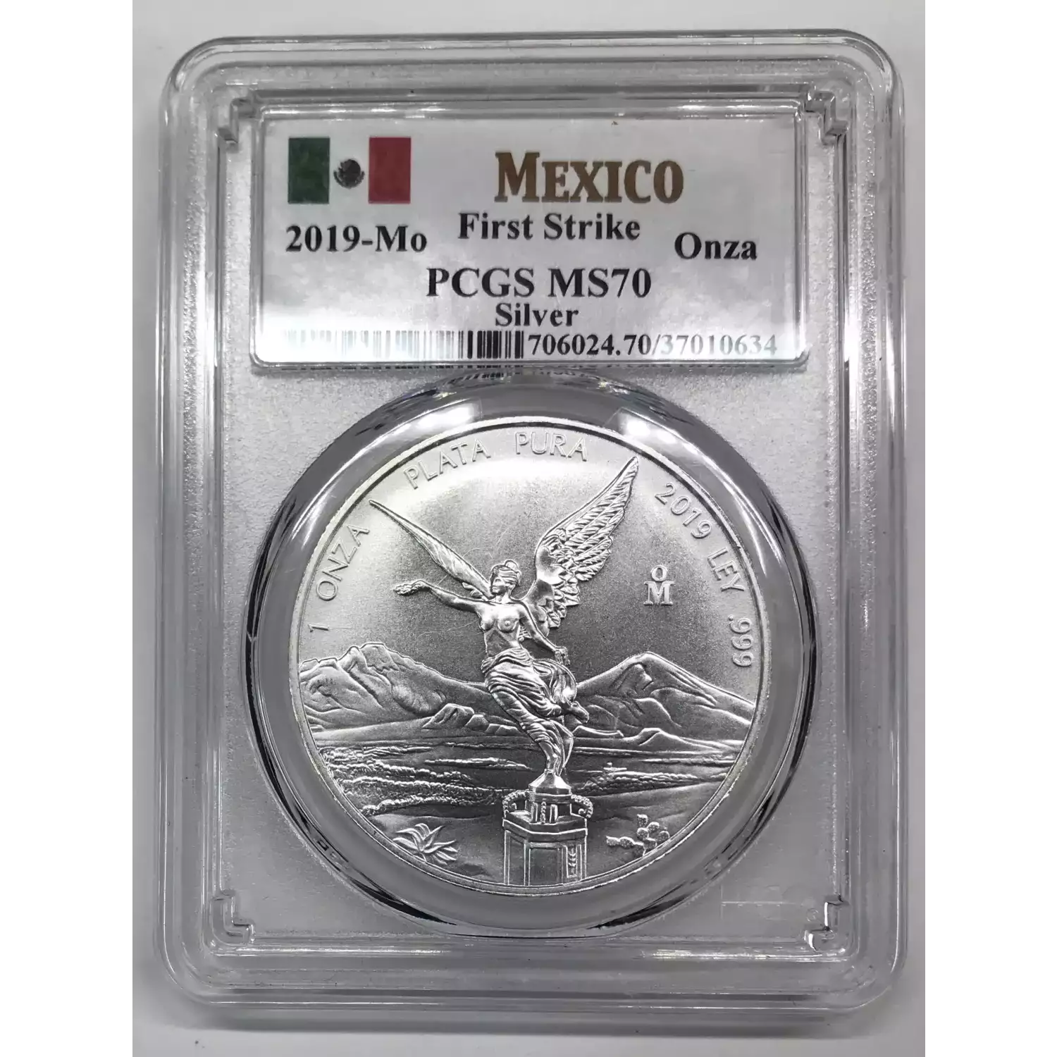 2019-Mo MEXICO Silver ONZA (Troy Ounce of Silver) PCGS MS-70 First