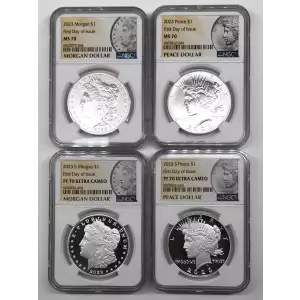 Modern Commemoratives --- Morgan & Peace Silver Dollar 4-Coin Set (2)