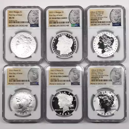 Modern Commemoratives --- Morgan & Peace Silver Dollar 6-Coin Set