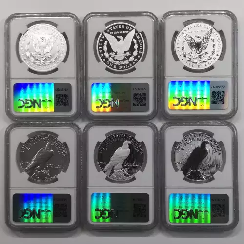 Modern Commemoratives --- Morgan & Peace Silver Dollar 6-Coin Set (2)