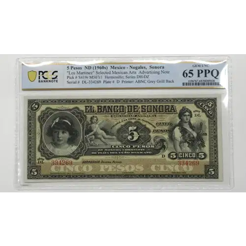 ND (1960s) 5 Pesos DL-334269 PCGS 65 PPQ