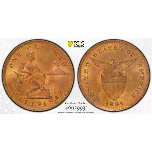 Philippine Issues -Bronze Coinage-One Centavo -Bronze