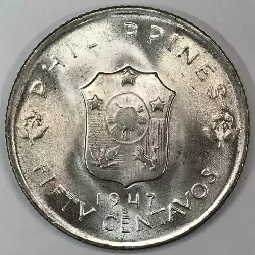 PHILIPPINES Silver 50 CENTAVOS (1947-S Douglas MacArthur)