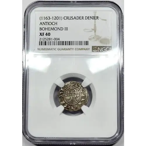 Roman Midieval Crusader AD 1163-1201 AR Denier Bohemond III