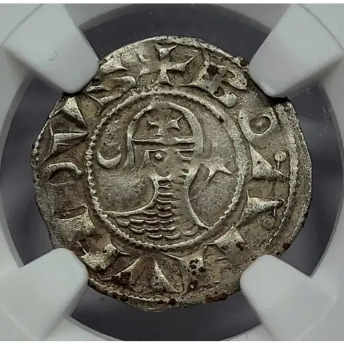 Roman Midieval Crusader AD 1163-1201 AR Denier Bohemond III (2)