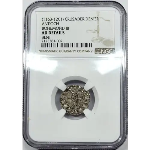 Roman Midieval Crusader AD 1163-1201 AR Denier Bohemond III (3)
