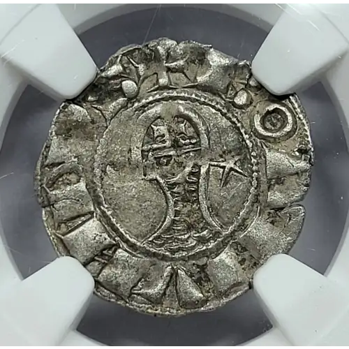 Roman Midieval Crusader AD 1163-1201 AR Denier Bohemond III (2)