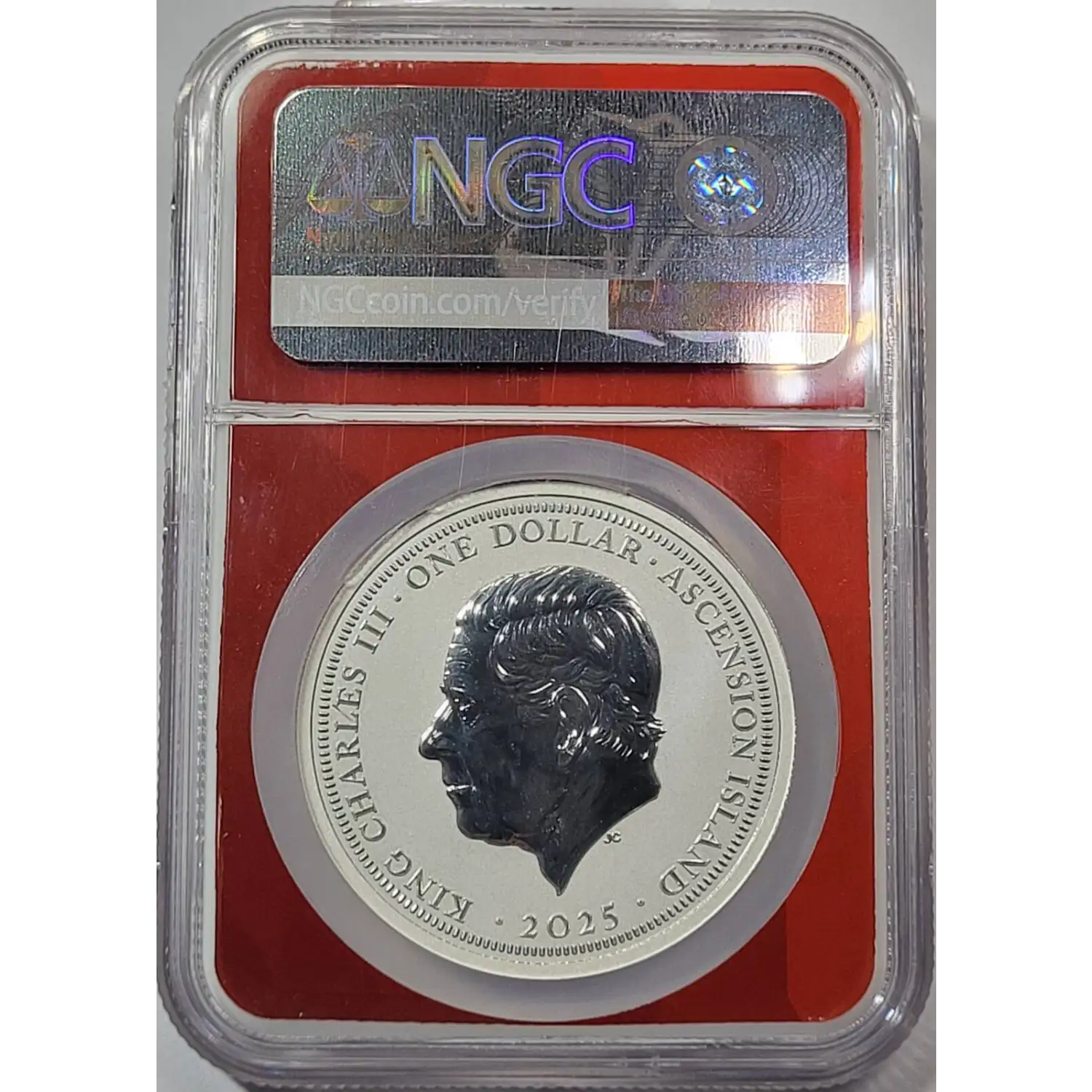 2025-$1 Ascension Island 1oz Colorized Snake HR Silver NGC MS-70