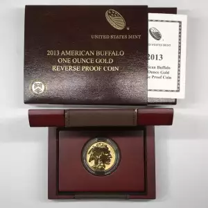 2013-W Reverse Proof 1 oz Gold Buffalo $50 Coin w US Mint OGP Box & COA
