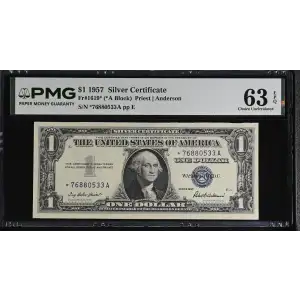 $1 1957 blue seal. Small Silver Certificates 1619* (2)