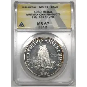 1989 1 oz Silver Round ANACS MS-67 Whitman Coin Products DCAM generic