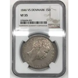 1846 VS Type 2 Denmark Silver Speciedaler NGC VF-35