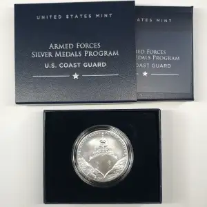 2022-P US Coast Guard Armed Forces 1 oz Silver Medal w US Mint OGP - Box & COA