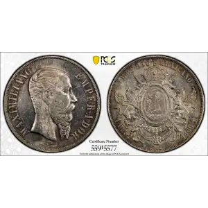 1866-Mo Peso Maximilian KM-388.1  Ag