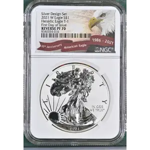 2021 W Heraldic Eagle T-1 First Day of Issue Silver Design Set (2)